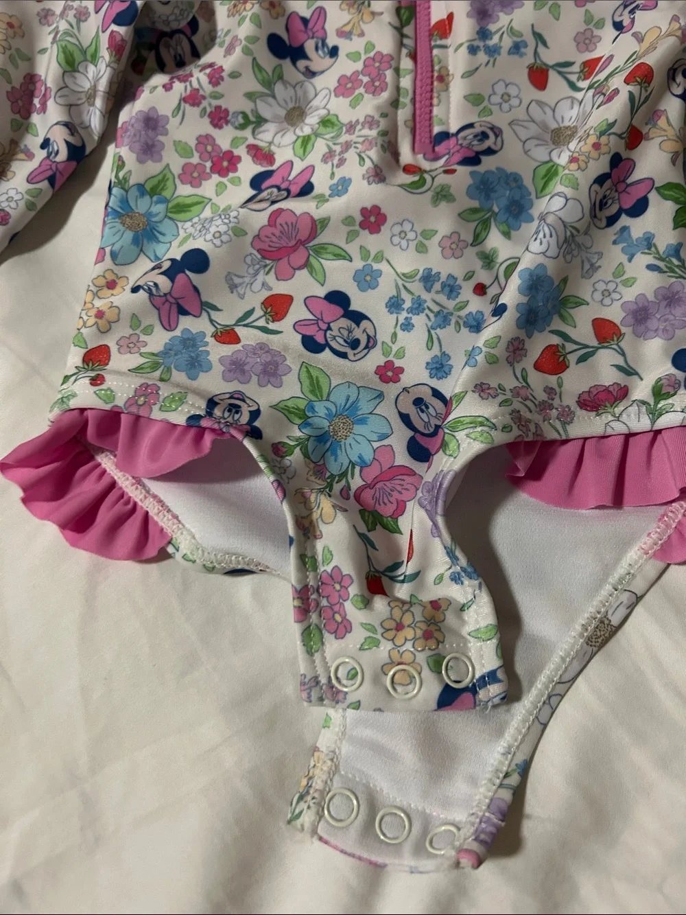 Disney 9m Baby Minnie Mouse UPF 50+ Swimsuit One-Piece - Pink & Multicolor